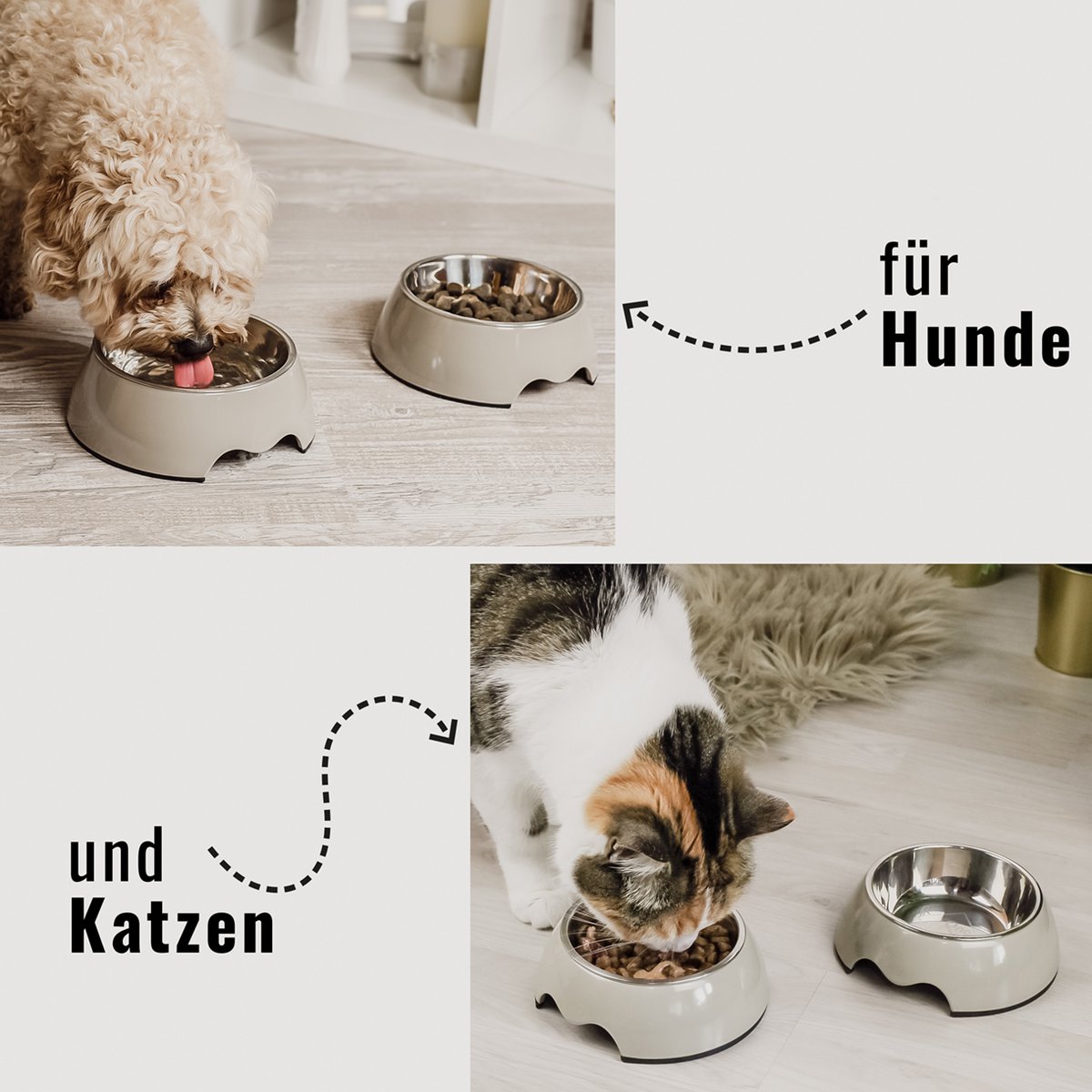 Futternapf-Set – 2-teilig (S/M/L) Taupe