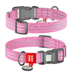WAUDOG Re-cotton Reflective Dog Collar with QR Passport - Pink