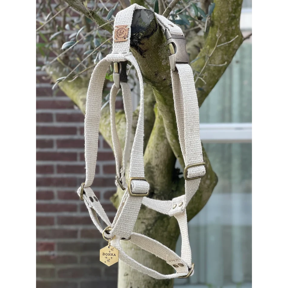 Hundegeschirr aus Hanf – Weiß