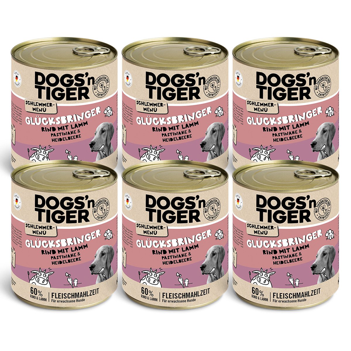 Comida húmeda para perros sin cereales – Carne de res, cordero, chirivía y arándanos
