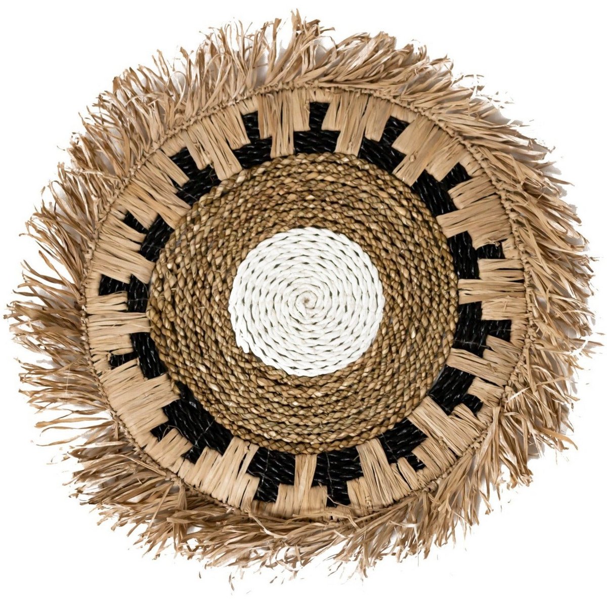 Juego de individuales redondos de rafia estilo bohemio con flecos (2, 4 o 6 piezas, 45 cm)