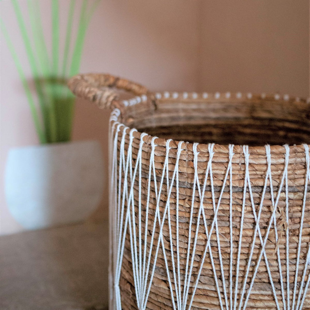 Cesto de Almacenamiento Boho de Fibra de Plátano – Cesto de Lavandería y Plantas (3 Tamaños)