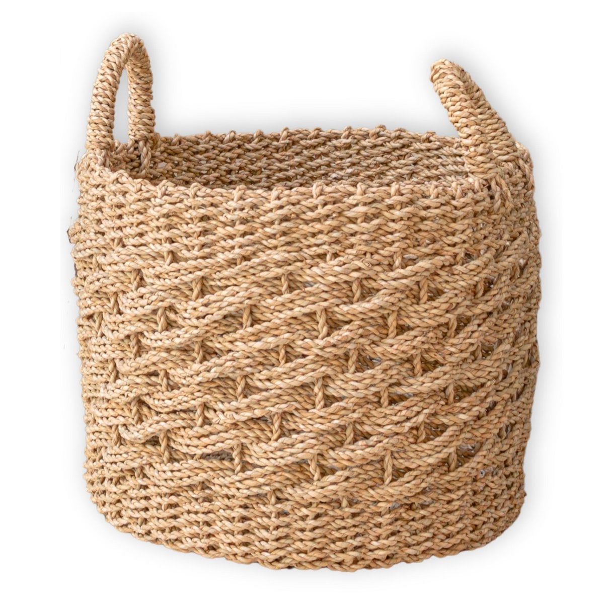 Cesta Grande de Almacenamiento de Fibra Natural Tejida – Cesto Redondo de Lavandería y Decorativo (2 Tamaños)