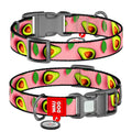 WAUDOG Nylon Dog Collar with QR Passport - Avocado on pink