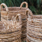 Cesto de almacenamiento de fibra de plátano – Cesto para la ropa sucia y para plantas (3 tamaños)