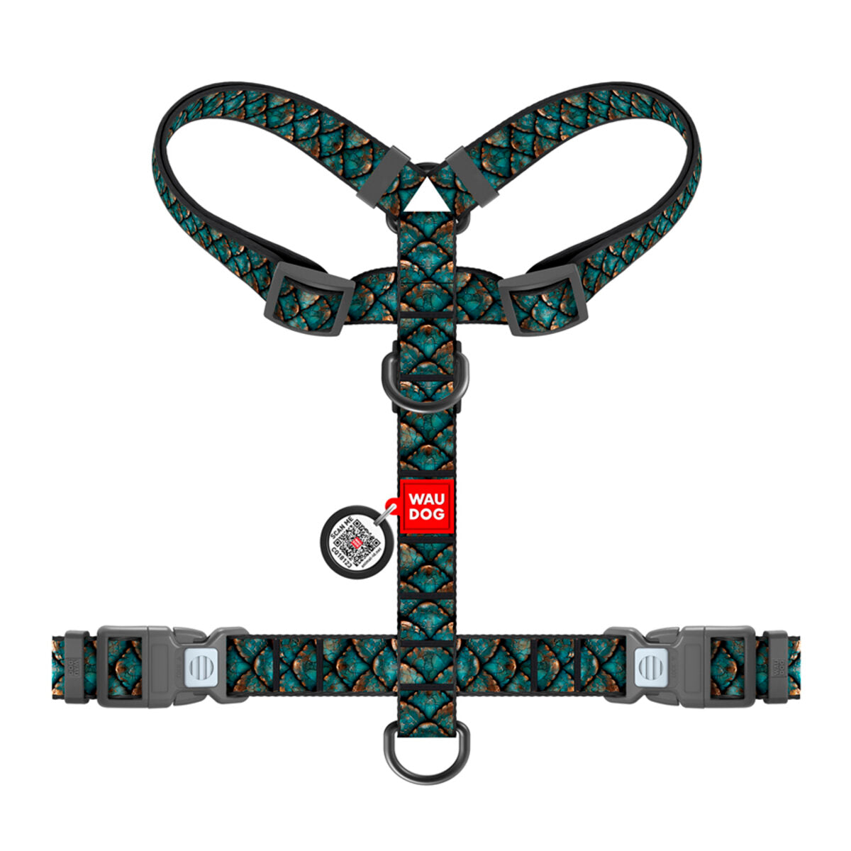 WAUDOG Nylon Dog H-Harness with QR Passport - Scales