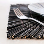 Tischsets aus schwarzem Seegras – rechteckige Platzsets (2, 4 oder 6 Stück, 36 cm)