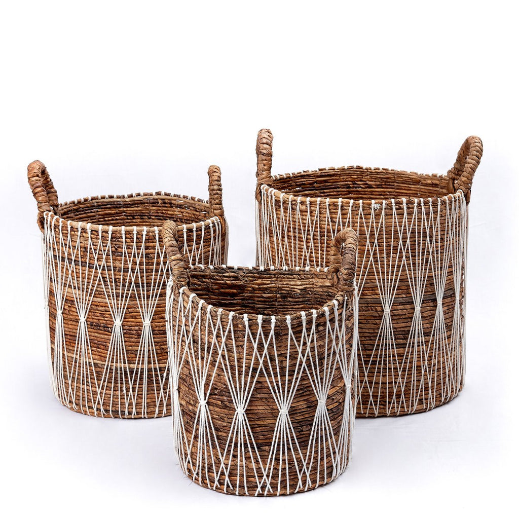 Cesto de Almacenamiento Boho de Fibra de Plátano – Cesto de Lavandería y Plantas (3 Tamaños)