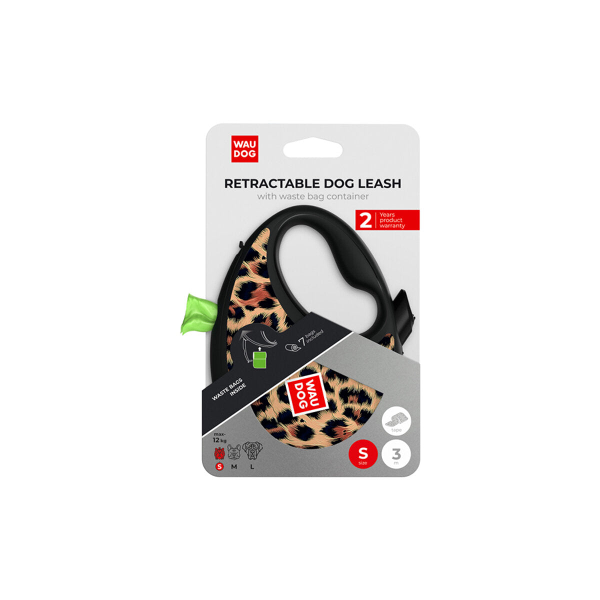 WAUDOG R-Leash Retractable Dog Leash - Leopard