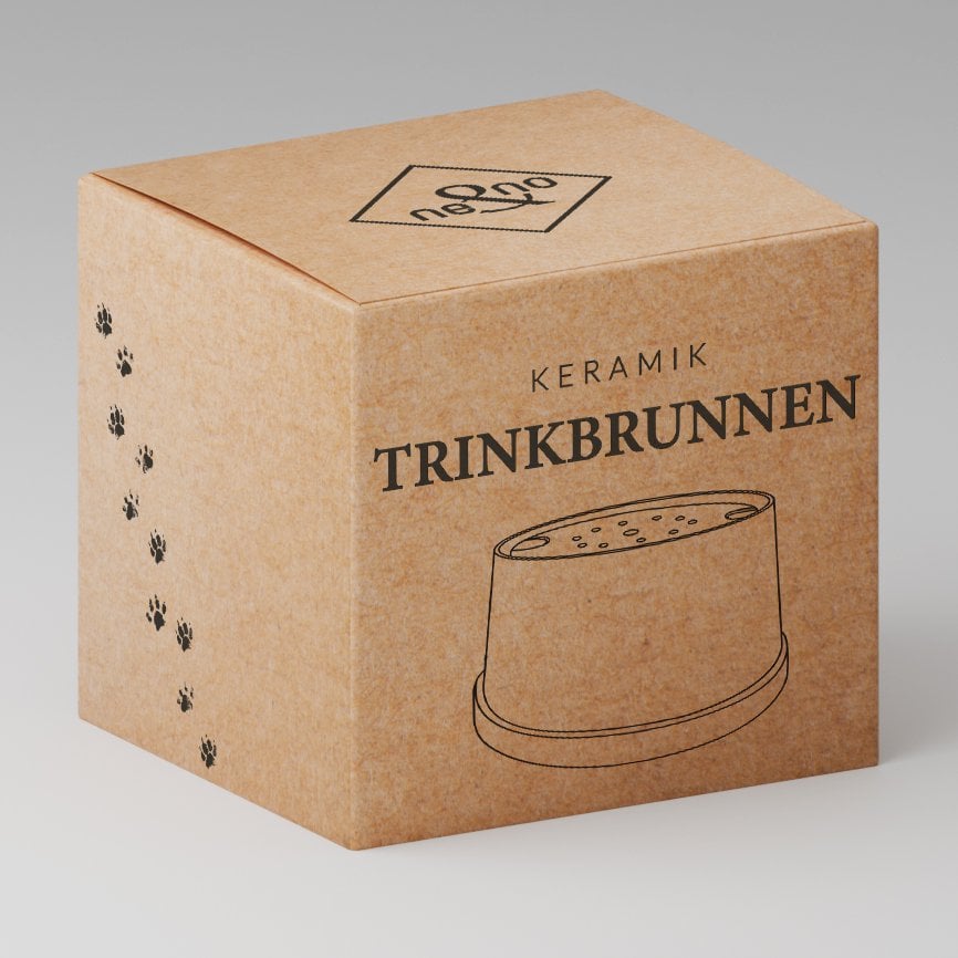 Ceramic drinking fountain for cats i bamboo base i induction