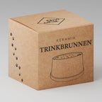 Ceramic drinking fountain for cats i bamboo base i induction