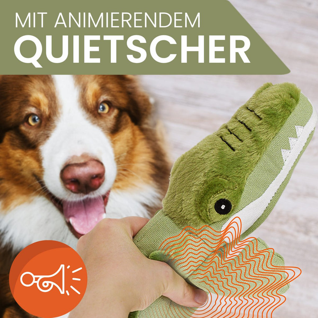 Juguete de lona para perros con chirriador – Cocodrilo