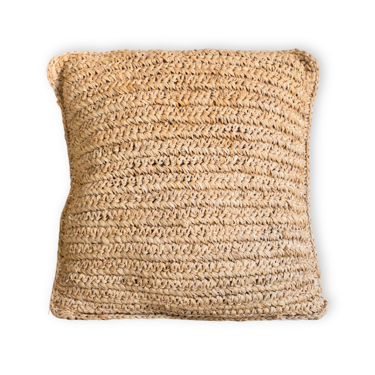 Boho Kissen aus Raffia 40x40 cm – Handgewebtes Dekokissen in Natur Beige für Sofa und Bett