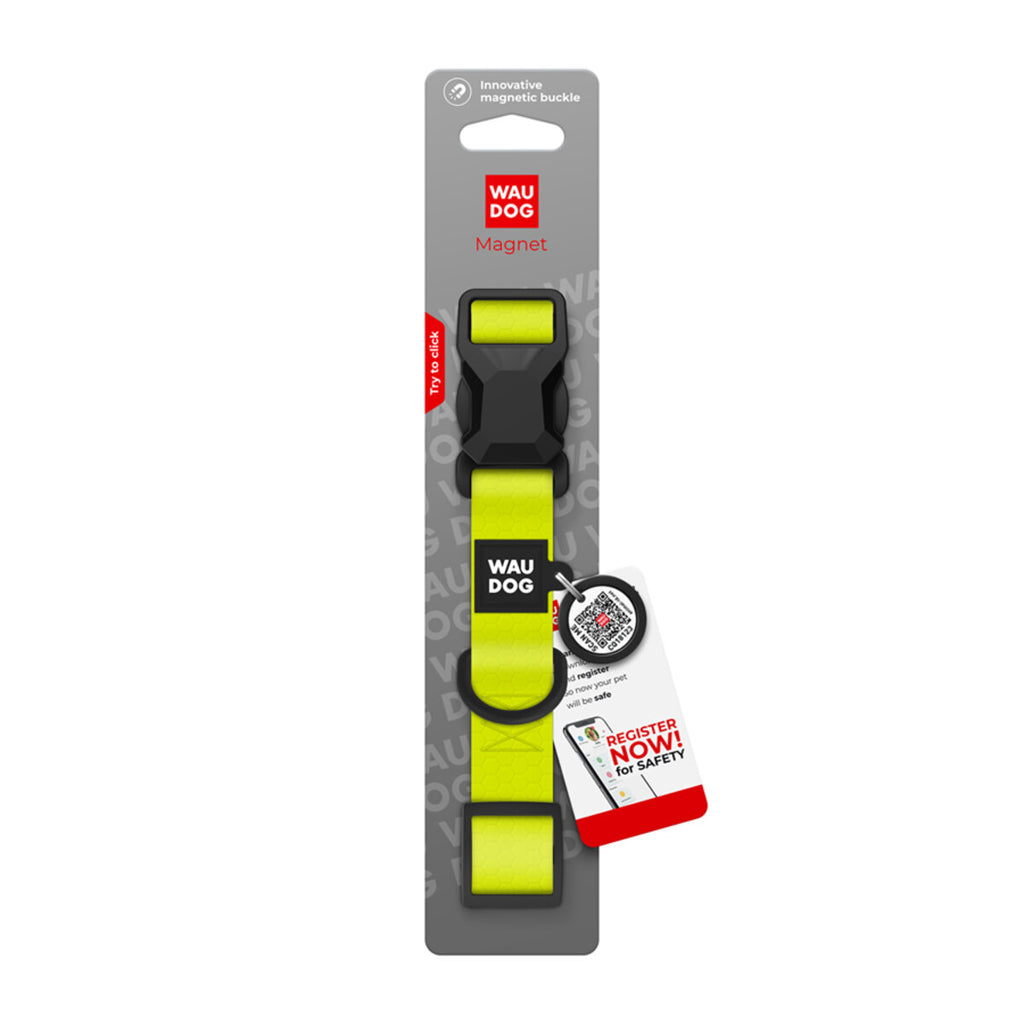 WAUDOG Magnet Dog Collar with QR Passport - Lemon