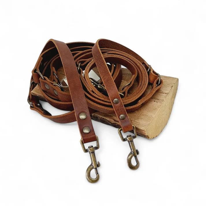 Verstellbare Hundeleine aus Leder – Braun