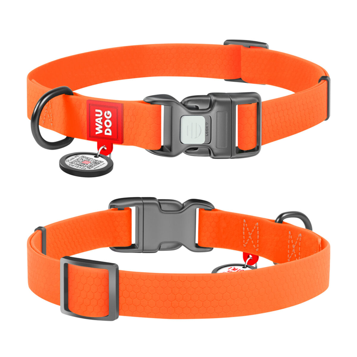 WAUDOG Waterproof Dog Collar with QR Passport - Orange