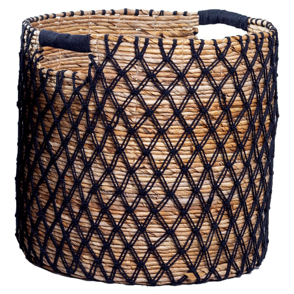 Cesta de almacenamiento de fibra de plátano negra – Cesta para ropa sucia y plantas (3 tamaños)