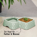 Bamboo Double Bowl for Cats & Small Dogs