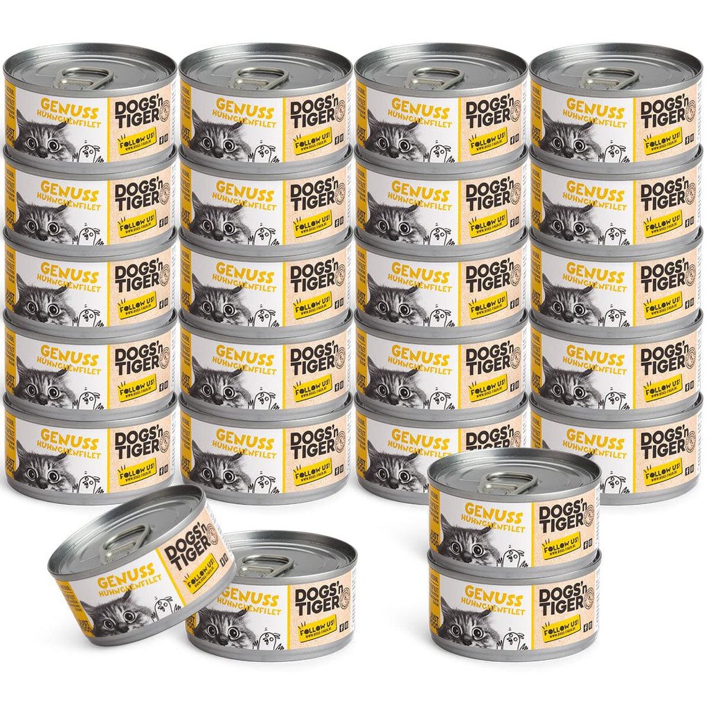 Dogs’n Tiger Adult Premium Katzenfutter, Nassfutter, Getreidefrei, Genuss, Huhn