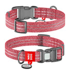 WAUDOG Re-cotton Reflective Dog Collar with QR Passport - Red