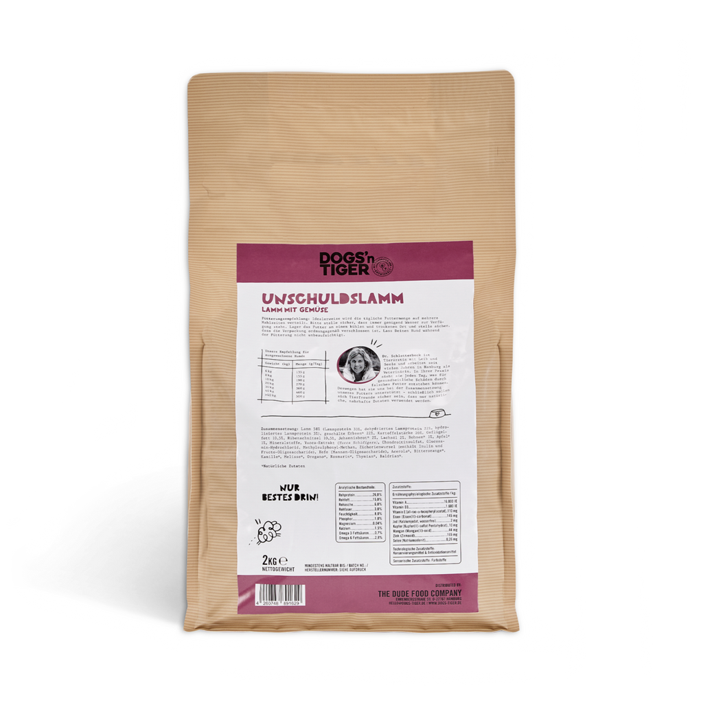 Dogs’n Tiger Adult Premium Hunde Futter, Unschuldslamm, Trockenfutter, Getreidefrei, Lamm & Kräuter