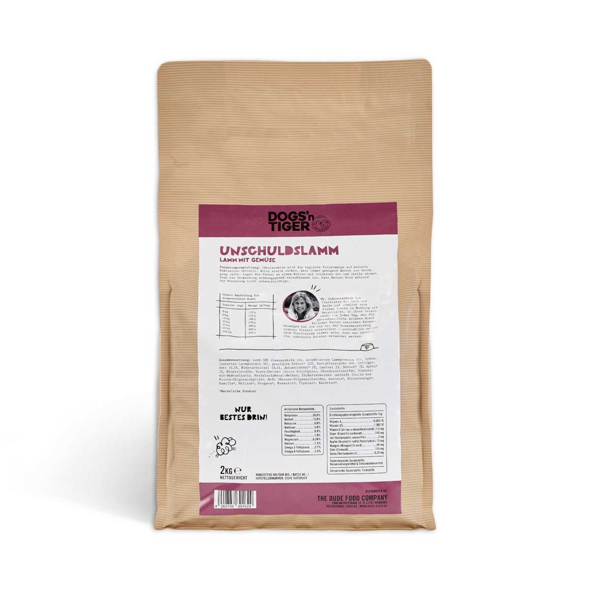 Dogs’n Tiger Adult Premium Hunde Futter, Unschuldslamm, Trockenfutter, Getreidefrei, Lamm & Kräuter