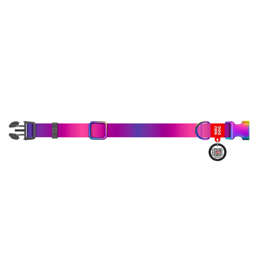 WAUDOG Nylon Dog Collar with QR Passport - Gradient - Purple