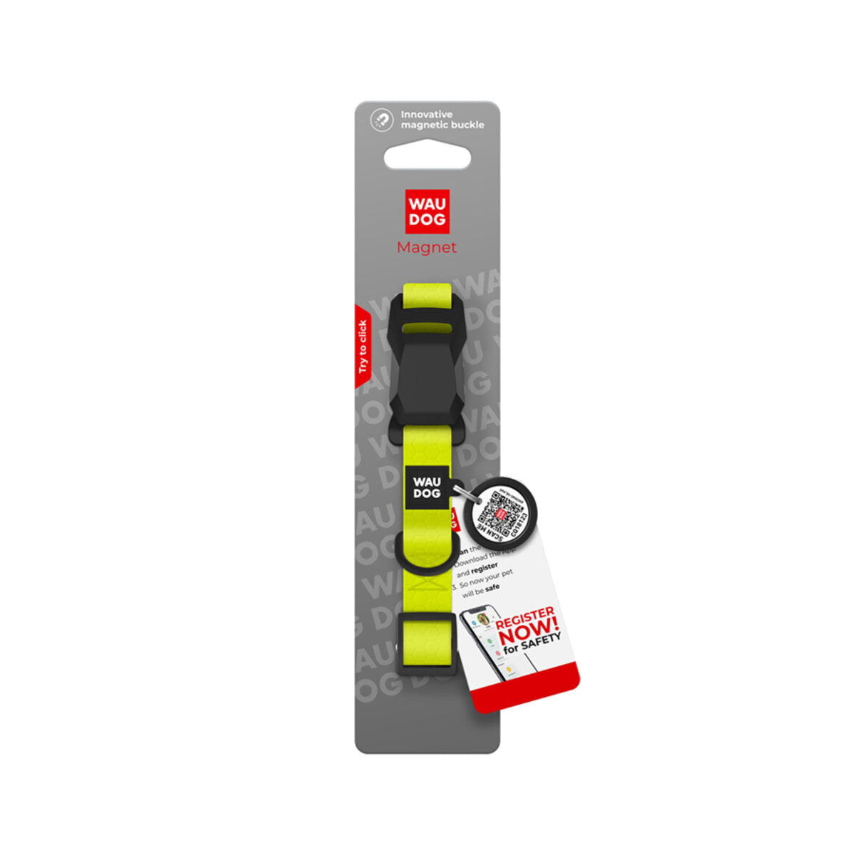 WAUDOG Magnet Dog Collar with QR Passport - Lemon