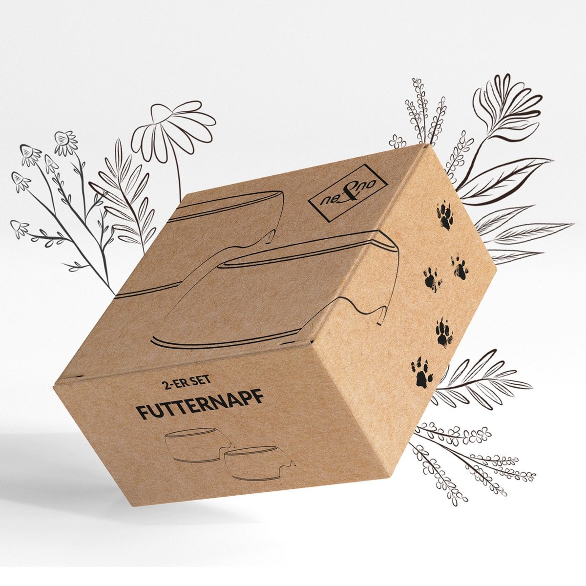 Double Bowl Set – Grey.For Dogs & Cats