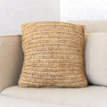 Boho Kissen aus Raffia 40x40 cm – Handgewebtes Dekokissen in Natur Beige für Sofa und Bett