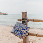 Blaue Rattan-Einkaufstasche – Strandtasche