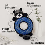 Hundeplüschspielzeug mit Quietscher & Kauelement – Waschbär