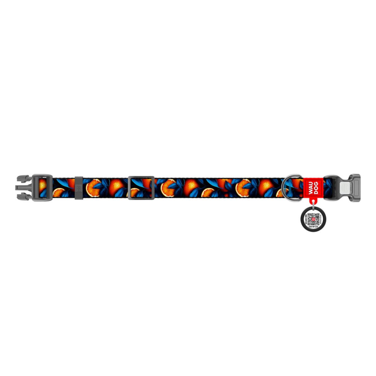 WAUDOG Nylon Dog Collar with QR Passport - Oranges