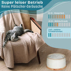 Ceramic drinking fountain for cats i bamboo base i induction