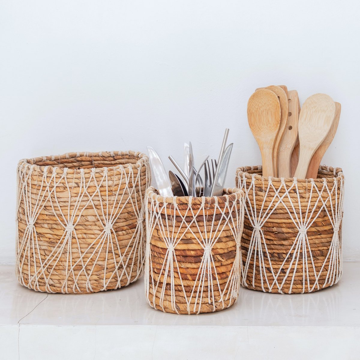 Cesta de almacenamiento de fibra de plátano – Cesta para plantas (3 tamaños)