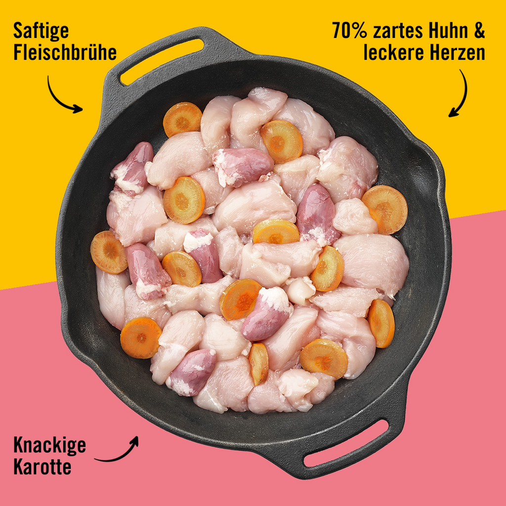 Dogs’n Tiger Adult, Katzenfutter, Herzlich, Katzen Nassfutter, Getreidefrei, Huhn, Rinderherzen & Karotte