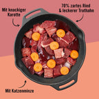 Adult Katzenfutter, Firlefanz, Nassfutter für Katzen, Getreidefrei, Rind mit Truthahn & Karotte