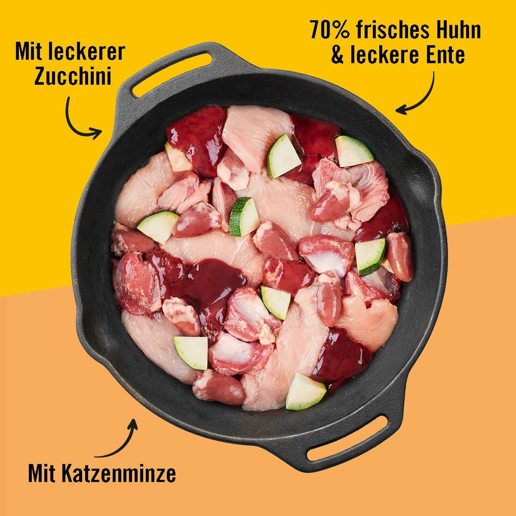 Adult Katzenfutter, Schabernack, Nassfutter, Getreidefrei, Huhn, Ente & Zucchini