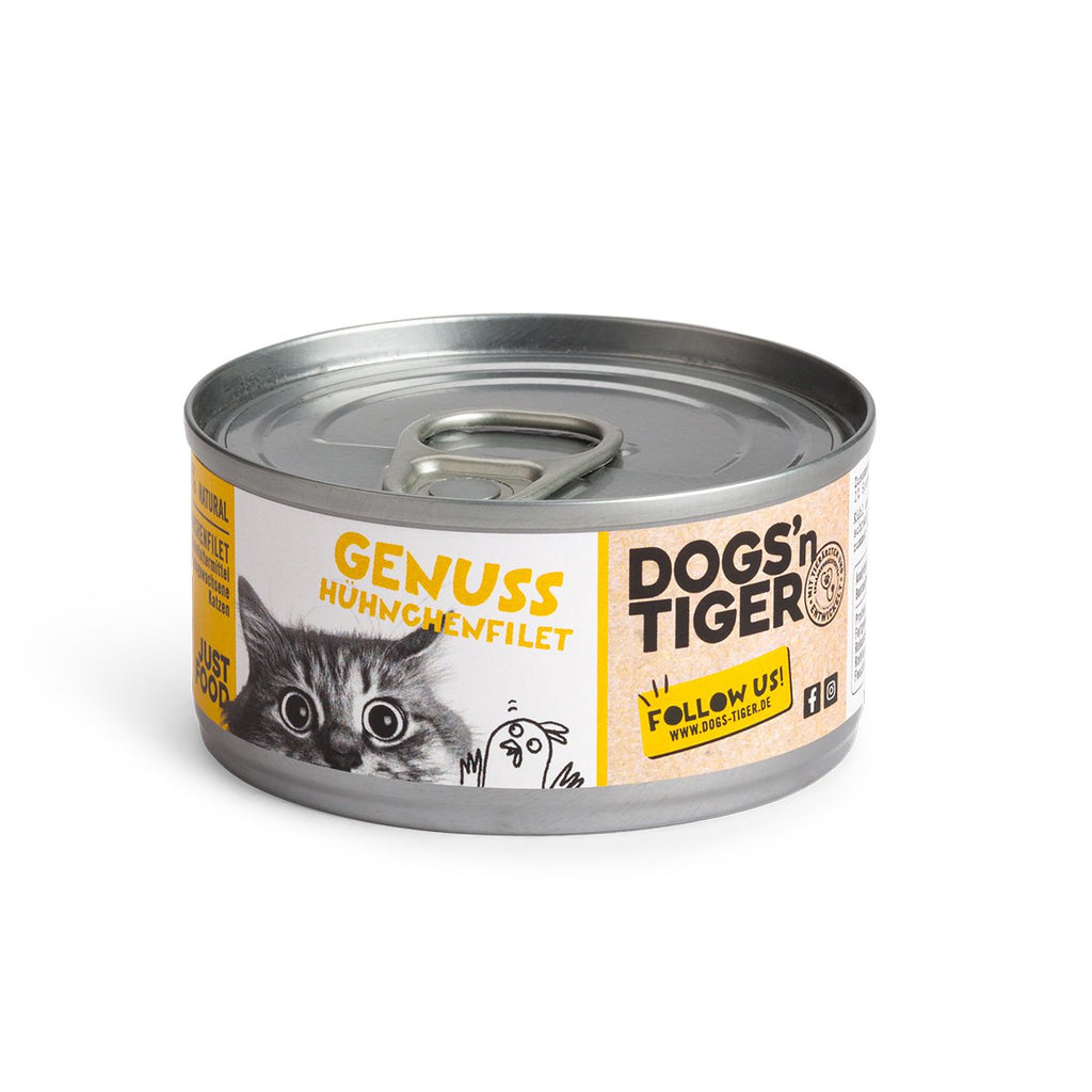 Dogs’n Tiger Adult Premium Katzenfutter, Nassfutter, Getreidefrei, Genuss, Huhn