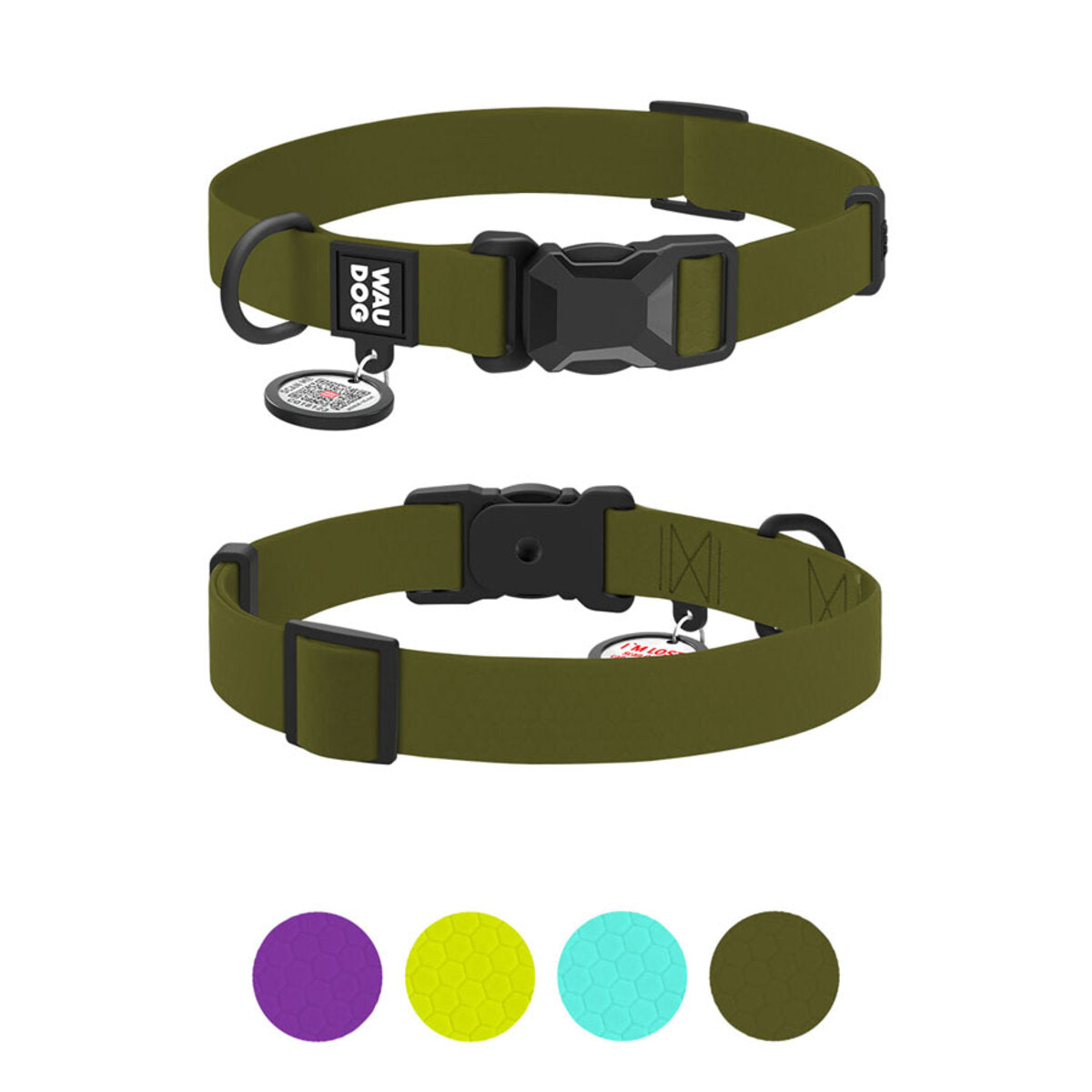 WAUDOG Magnet Dog Collar with QR Passport - Khaki