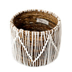 Kleiner Boho-Korb aus Seegras – Runder Pflanzen- und Blumenkorb