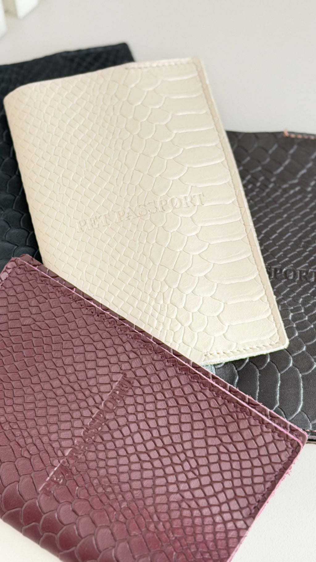 Luxury European Pet Passport Cover – Handmade Genuine Leather Dog & Cat Passport Holder with Python Embossed Leather