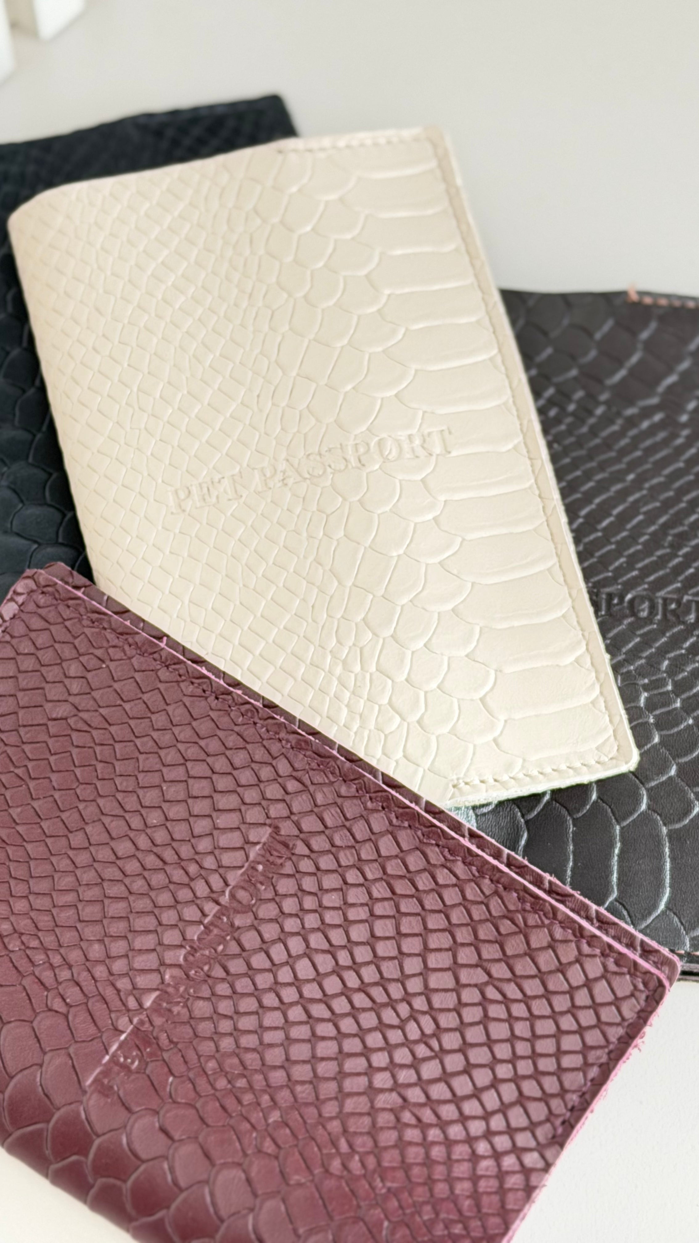 Luxury European Pet Passport Cover – Handmade Genuine Leather Dog & Cat Passport Holder with Python Embossed Leather