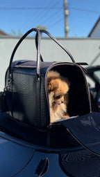 Luxury Airline-Approved Pet Carrier in Genuine Leather with Python Texture