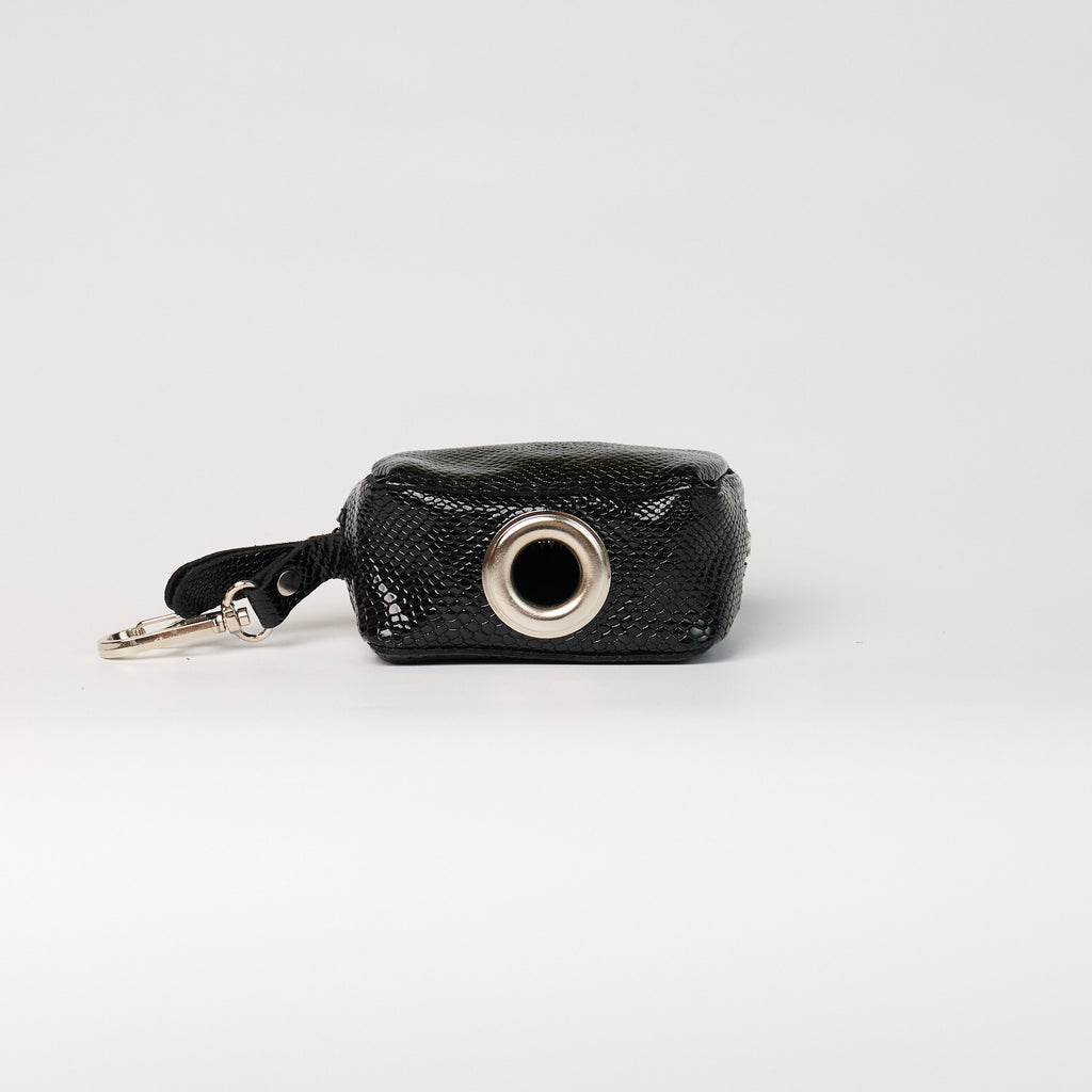 Anaconda Leather Poop Bag Dispenser - Black