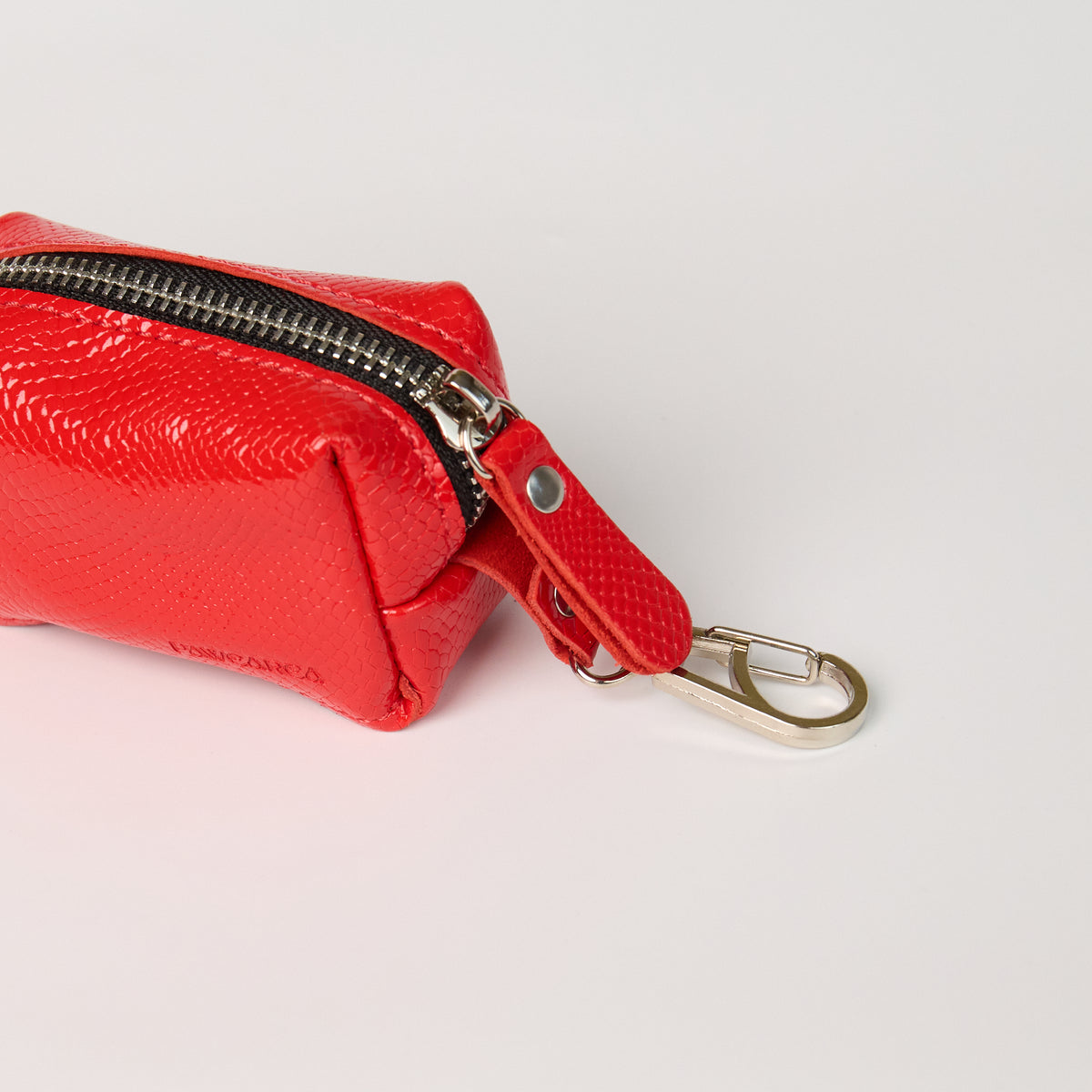 Anaconda Leather Poop Bag Dispenser - close-up product detail