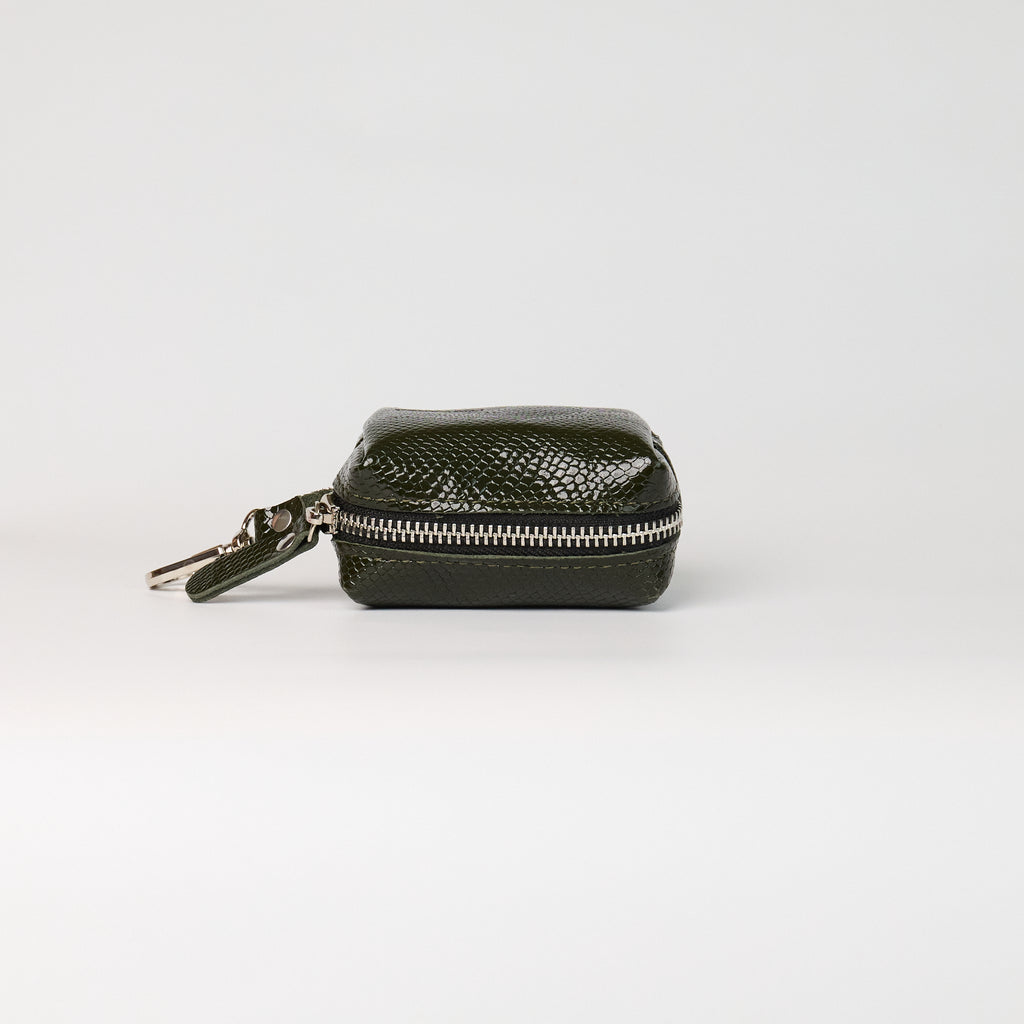 Anaconda Leather Poop Bag Dispenser - close-up product detail