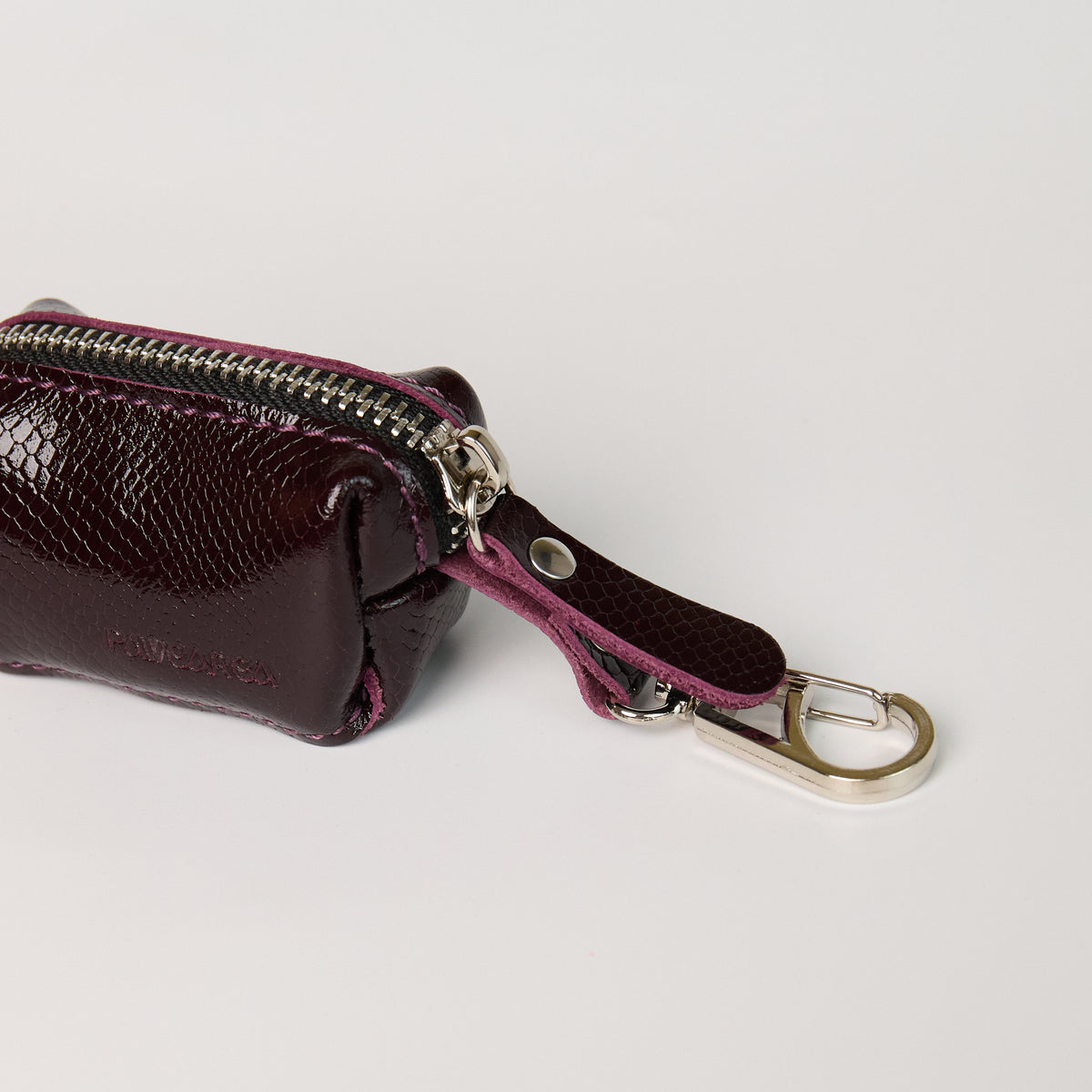 Anaconda Leather Poop Bag Dispenser - close-up product detail