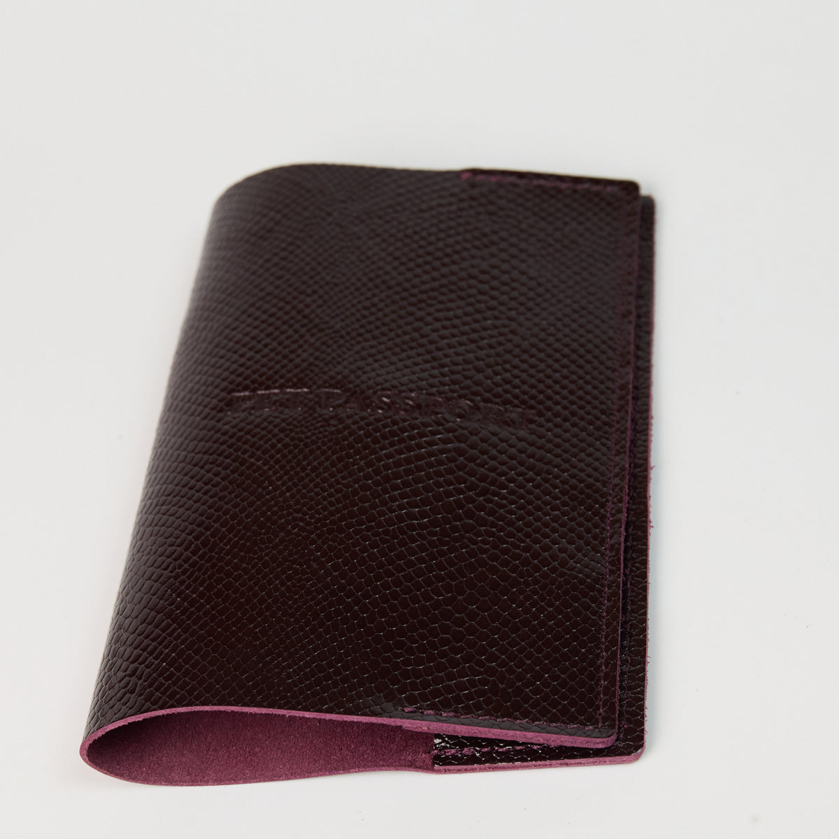 Anaconda Leather Pet Passport Cover - Burgundy