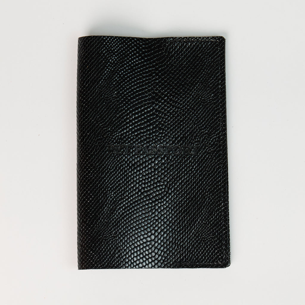 Anaconda Leather Pet Passport Cover - Black